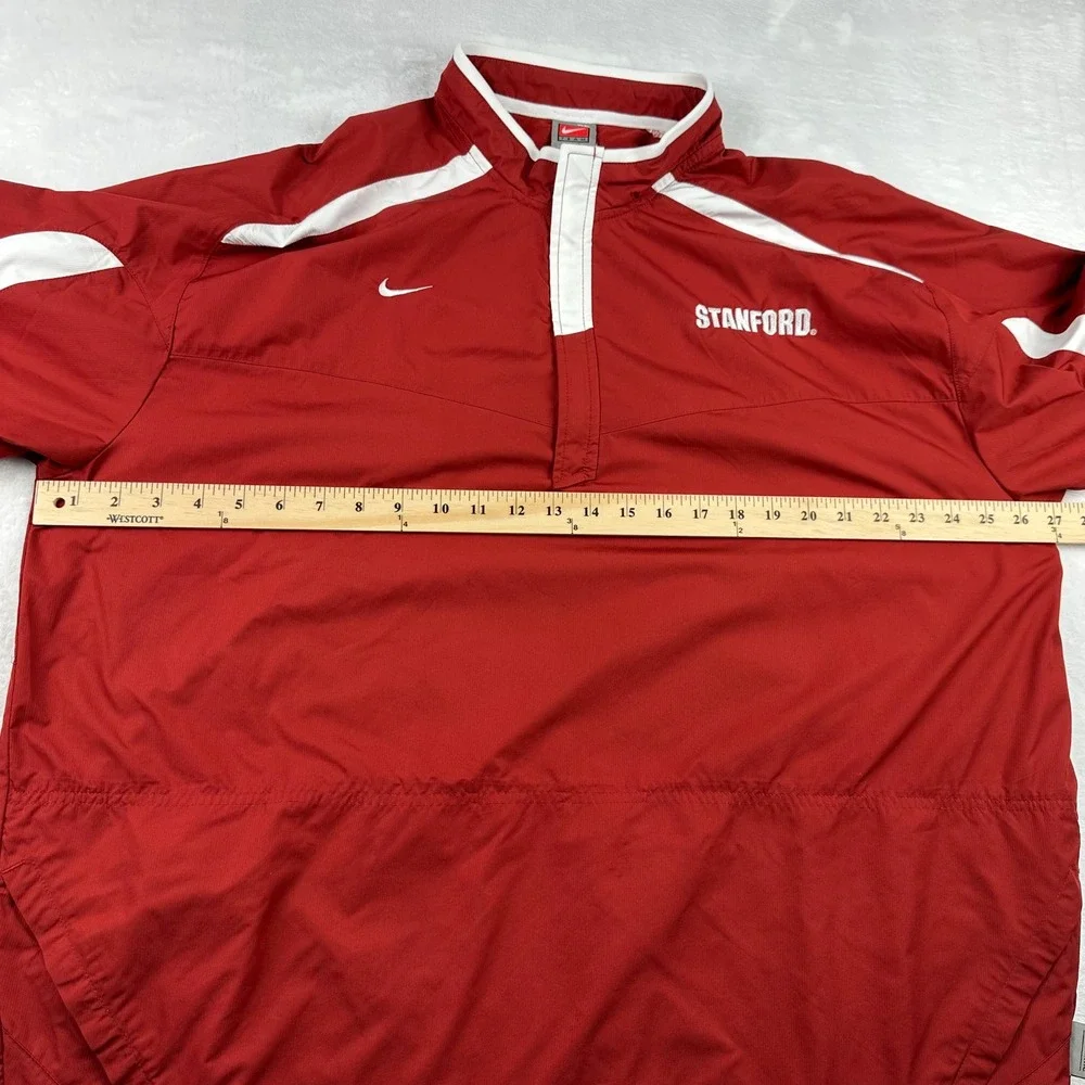 Nike Team Stanford University 1/4 Zip Windbreaker Mens XL Red Storm Fit NikeFIT